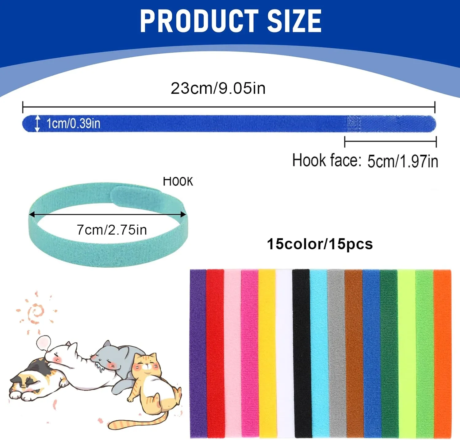 15 Pcs Puppy Collars for Litter Assorted Colors Adjustable Whelping Collars for Puppy Soft Puppy ID Collars for Newborn Dog Kittens Pet Cat, 9.25 Inch