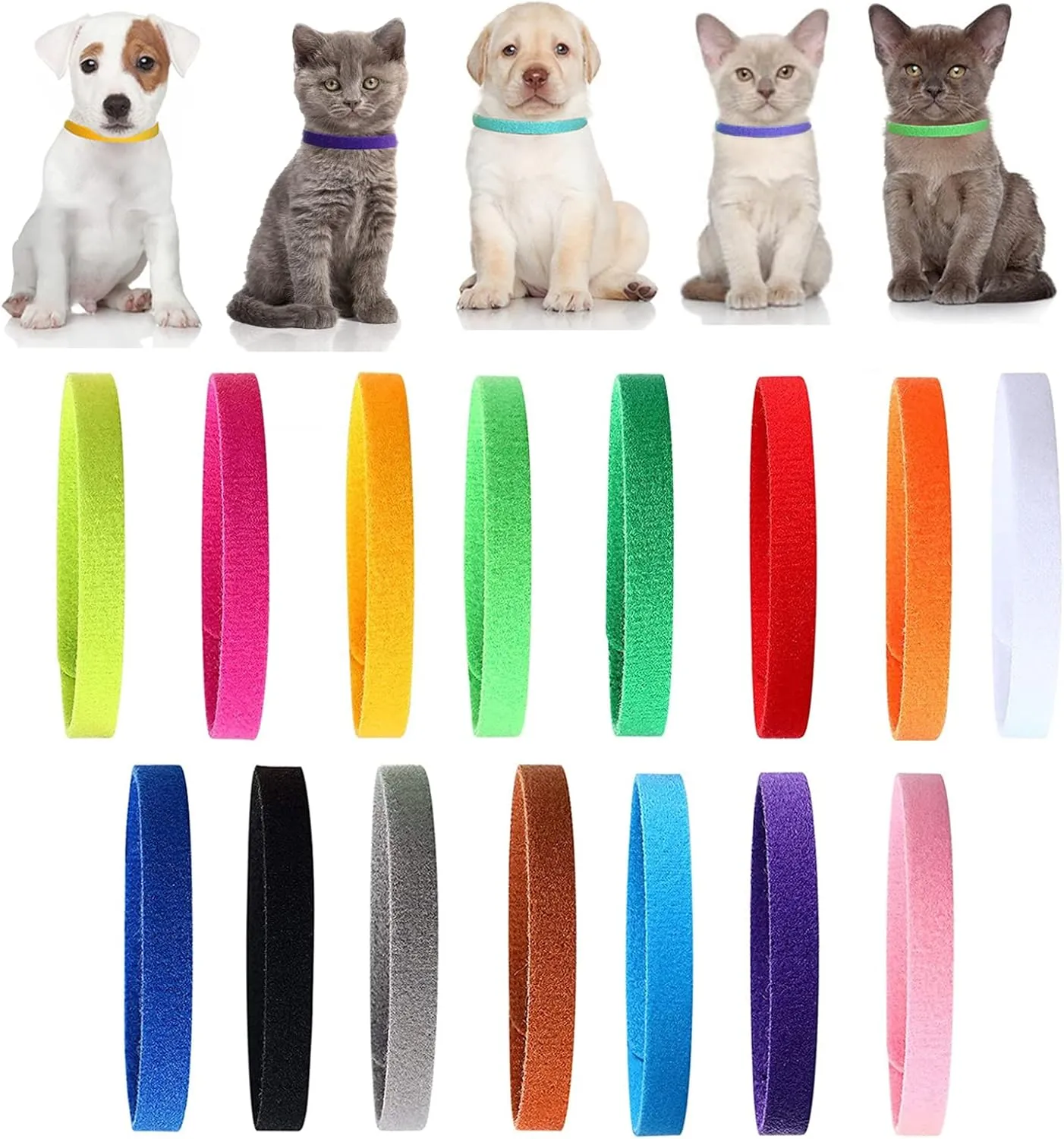 15 Pcs Puppy Collars for Litter Assorted Colors Adjustable Whelping Collars for Puppy Soft Puppy ID Collars for Newborn Dog Kittens Pet Cat, 9.25 Inch