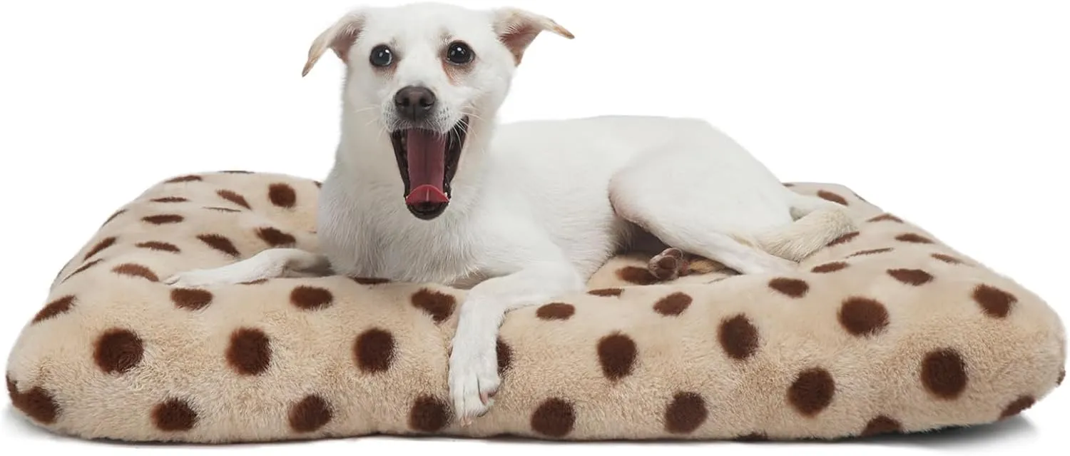 24 Inch Dog Crate Pad, Washable Anti-Slip Dog Bed Mat for Small Dogs, Comfortable Crate Mat, Camel Color