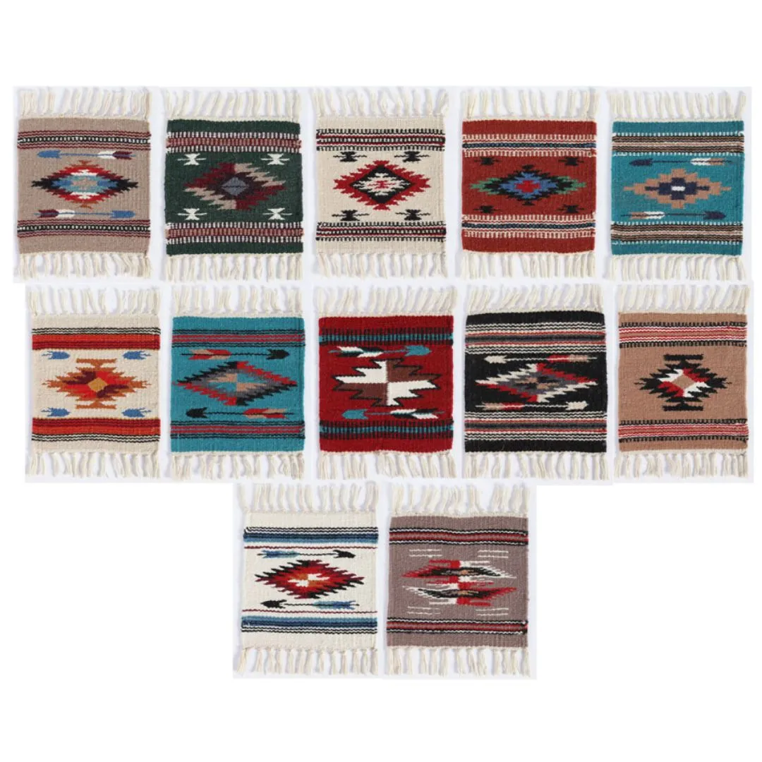 24 PACK Handwoven Wool Chimayo Style Mats-10" x 10", Only $3.25 ea.!