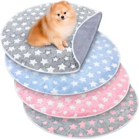 4 Pcs Round Whelping Pee Pads Washable for Dogs Waterproof Pet Training Mats Reusable Puppy Whelping Pads Non Slip Cat Dog Bed Mat for Crate Kennel(Large Star,32 Inches)