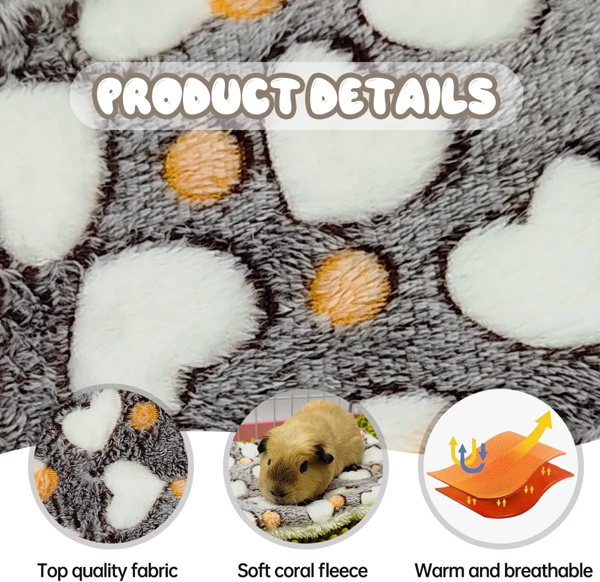 4 Pieces Guinea Pig Bunny Comfortable Bed Mats Pads, Rabbit Warm Soft Bed, Hamster Bedding Pad Mats for Small Animals Chinchilla Hedgehog Baby Cats (11.8"x9.1", 1.Hearts Pattern)