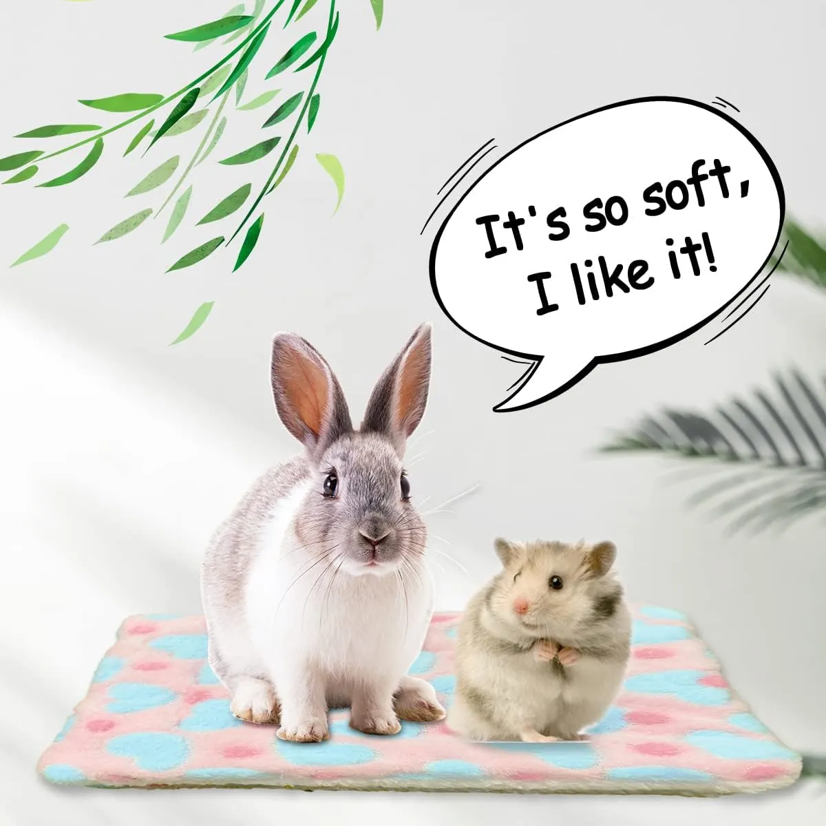 4 Pieces Guinea Pig Bunny Comfortable Bed Mats Pads, Rabbit Warm Soft Bed, Hamster Bedding Pad Mats for Small Animals Chinchilla Hedgehog Baby Cats (11.8"x9.1", 1.Hearts Pattern)