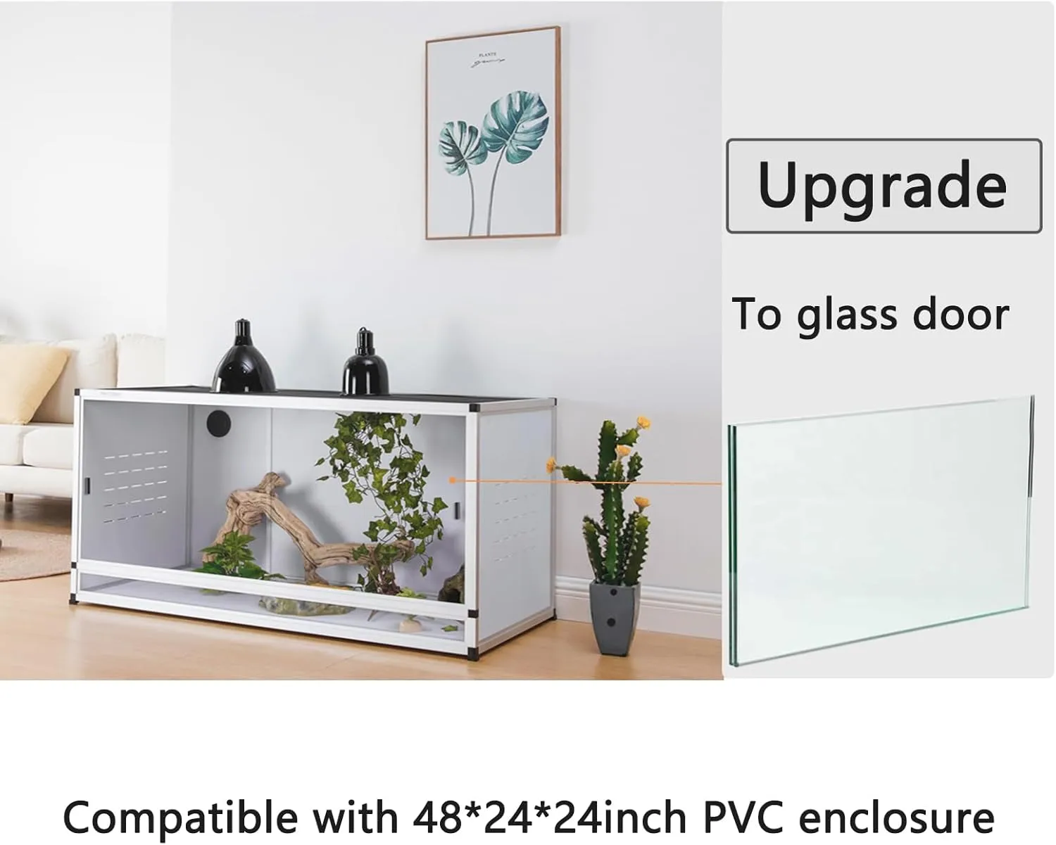 4x2x2FT Toxirium Terrarium Tempered Glass Replacement Doors - Secure Lock Panels, Left & Right, 2-Pack - Durable for Reptile Enclosures
