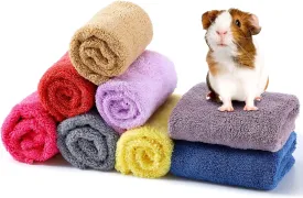 8 Piece Multi Animal Cage Liners Fleece Bedding Mats Warm Towels for Hamsters Rabbits Ferrets Hedgehogs by Guinea Pig Blankets (Multicolor, 11.8 x 11.8 Inch)