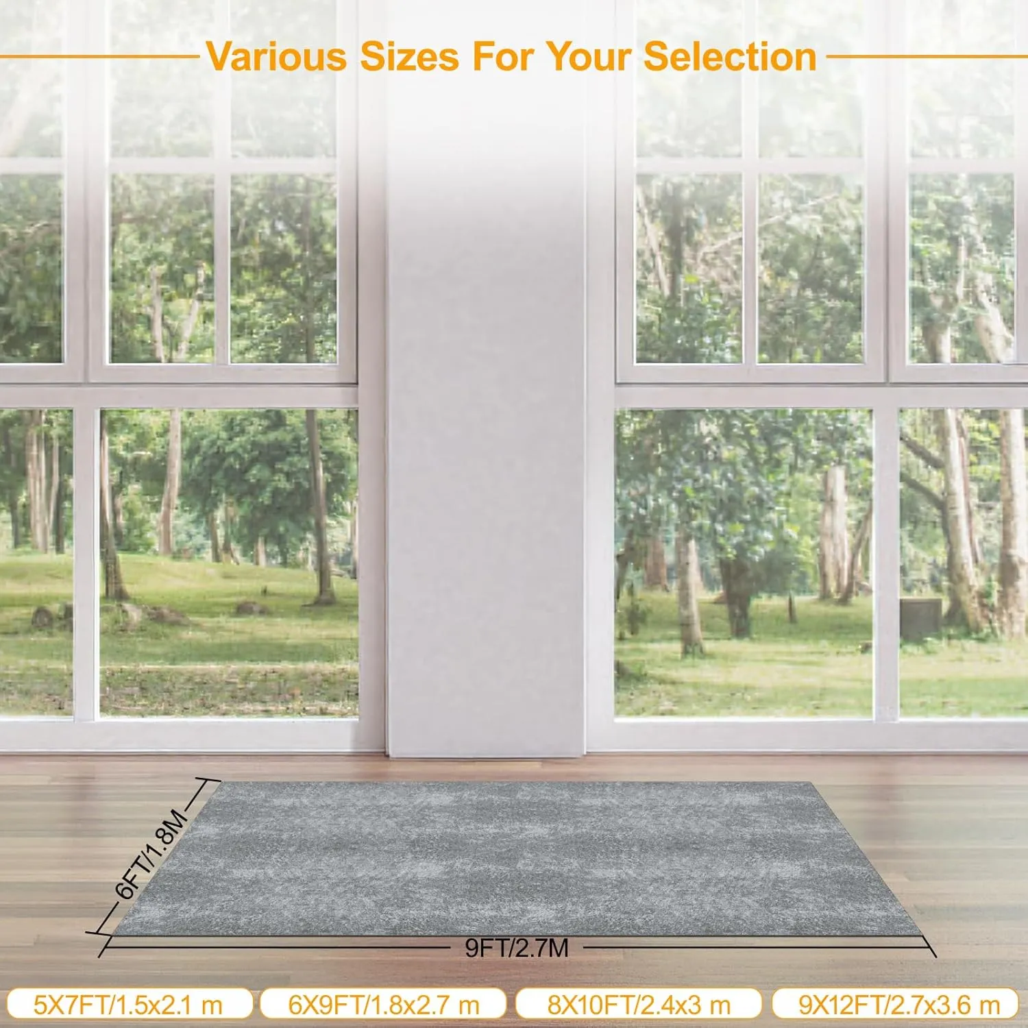 9 x 12 FT Non Slip Felt Rubber Rug Pad, Thick Felt Rug Pads for Hardwood Floors, Under Area Rugs Protective Cushioned Pads for Carpet, Felt and Rubber Underfoot Carpets for Home Place Surface Safe