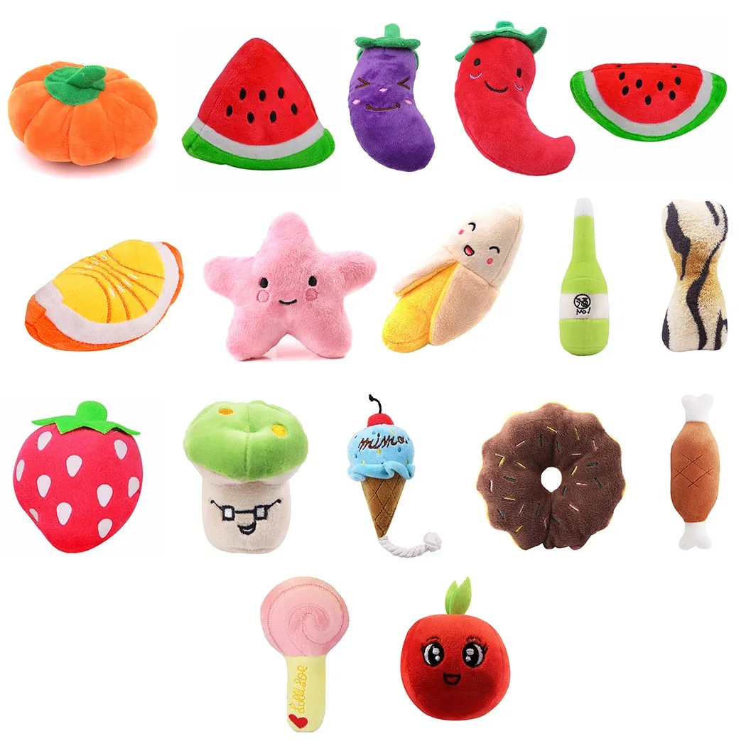 Animals Cartoon Dog Toys Stuffed Squeaking Pet Toy Cute Plush Puzzle