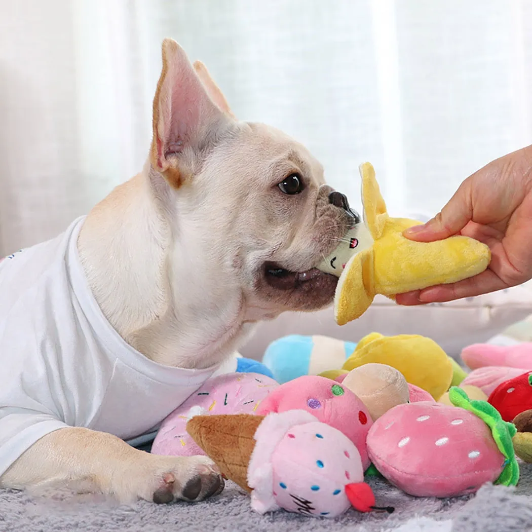 Animals Cartoon Dog Toys Stuffed Squeaking Pet Toy Cute Plush Puzzle