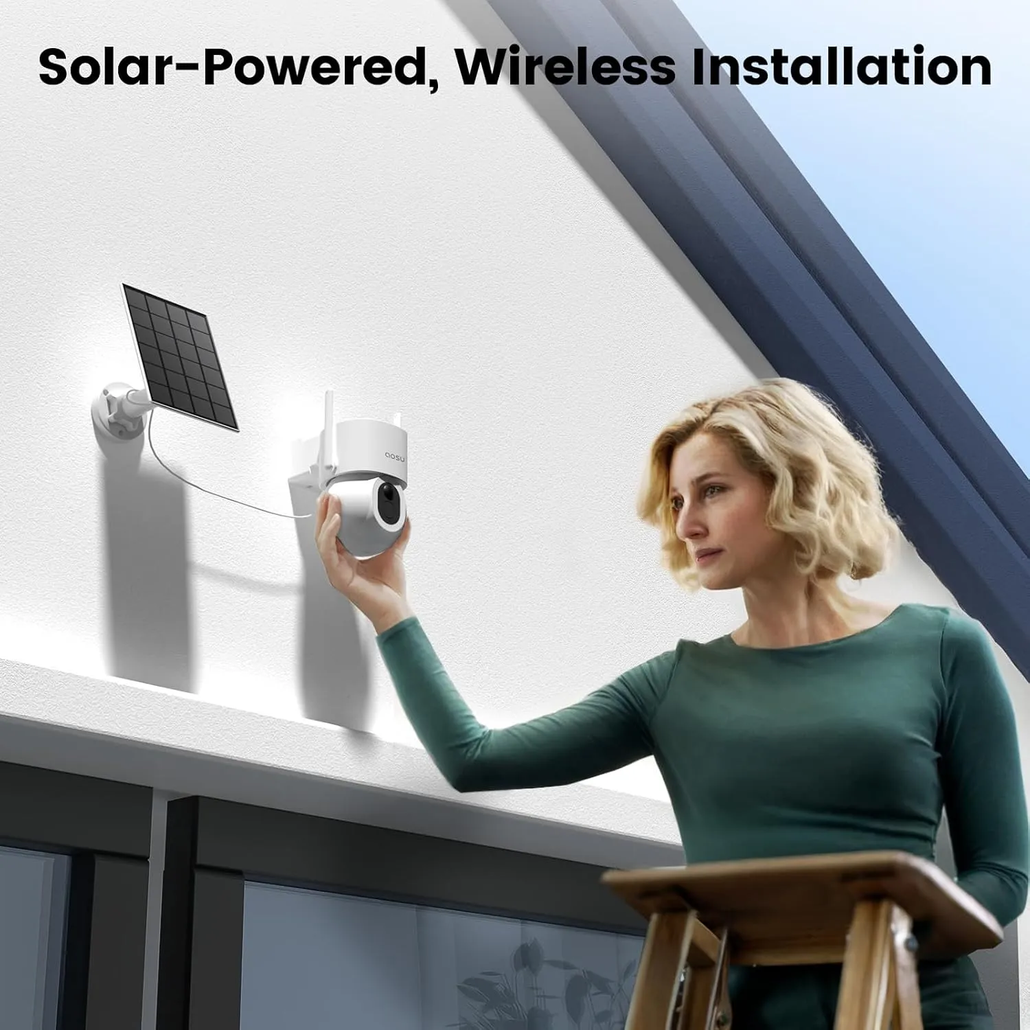 AOSU Security Cameras Wireless Outdoor - 3K/5MP Solar Powered 400-Lumen Floodlight Camera, 360 Pan/Tilt Surveillance, Night Vision, 2.4G WiFi Camera, Auto Tracking, AI Human/Vehicle/Pet Detection