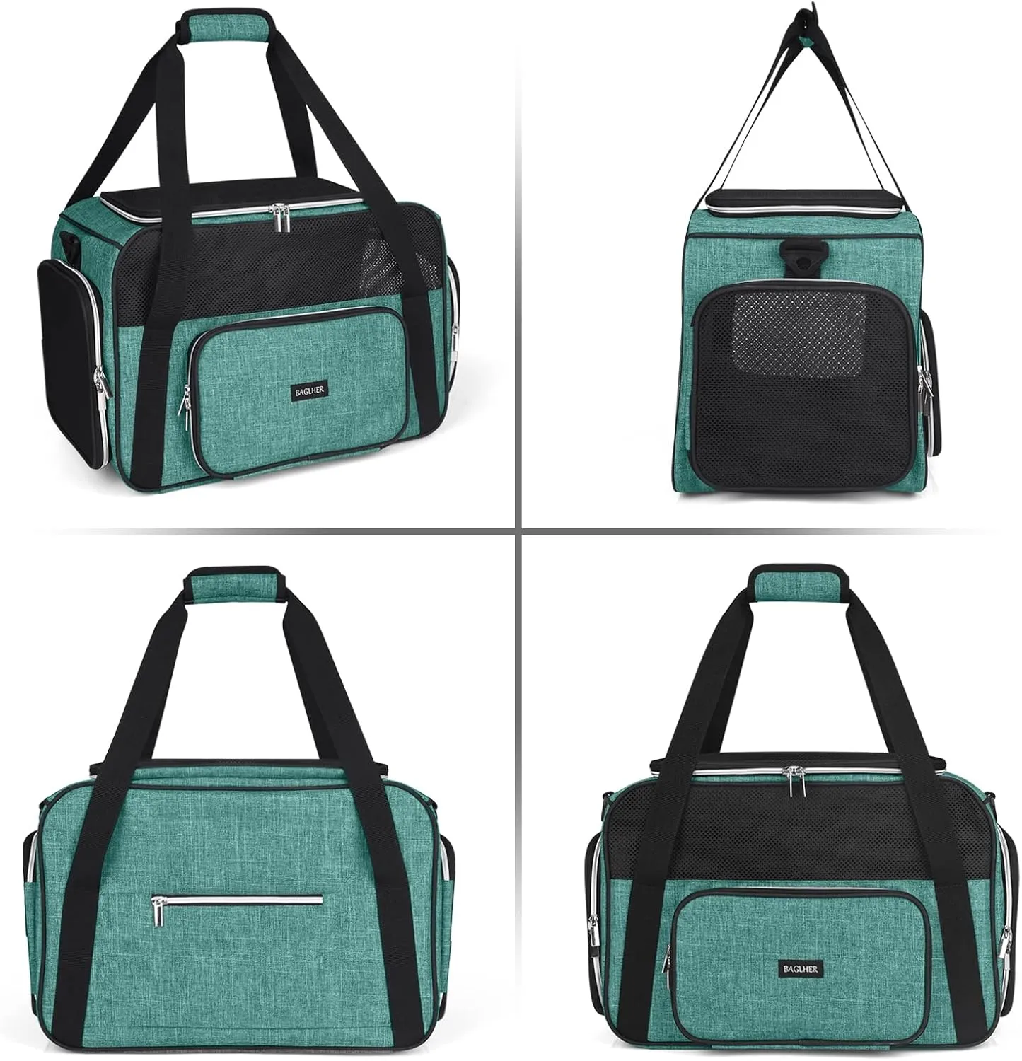 BAGLHER Pet Travel Carrier, Cat Carriers Dog Carrier for Small Medium Cats Dogs Puppies, Airline Approved Small Dog Carrier Soft Sided, Collapsible Puppy Carrier. Green
