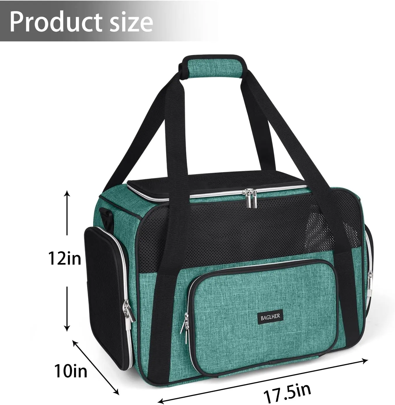 BAGLHER Pet Travel Carrier, Cat Carriers Dog Carrier for Small Medium Cats Dogs Puppies, Airline Approved Small Dog Carrier Soft Sided, Collapsible Puppy Carrier. Green