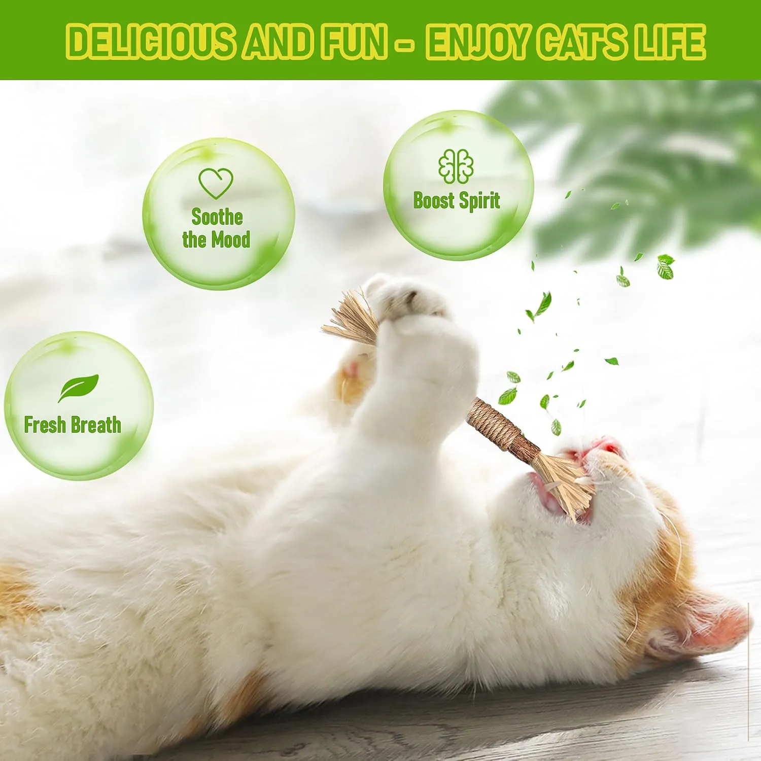 BAWAN 3 Pack Silvervine Cat Toy, Silvervine Sticks Cat Toys for Indoor Cats, Cat & Kitten Chew Toys for Aggressive Chewers, Cat Dental Toy for Kitten Teeth Cleaning, Matatabi Silvervine for Cats