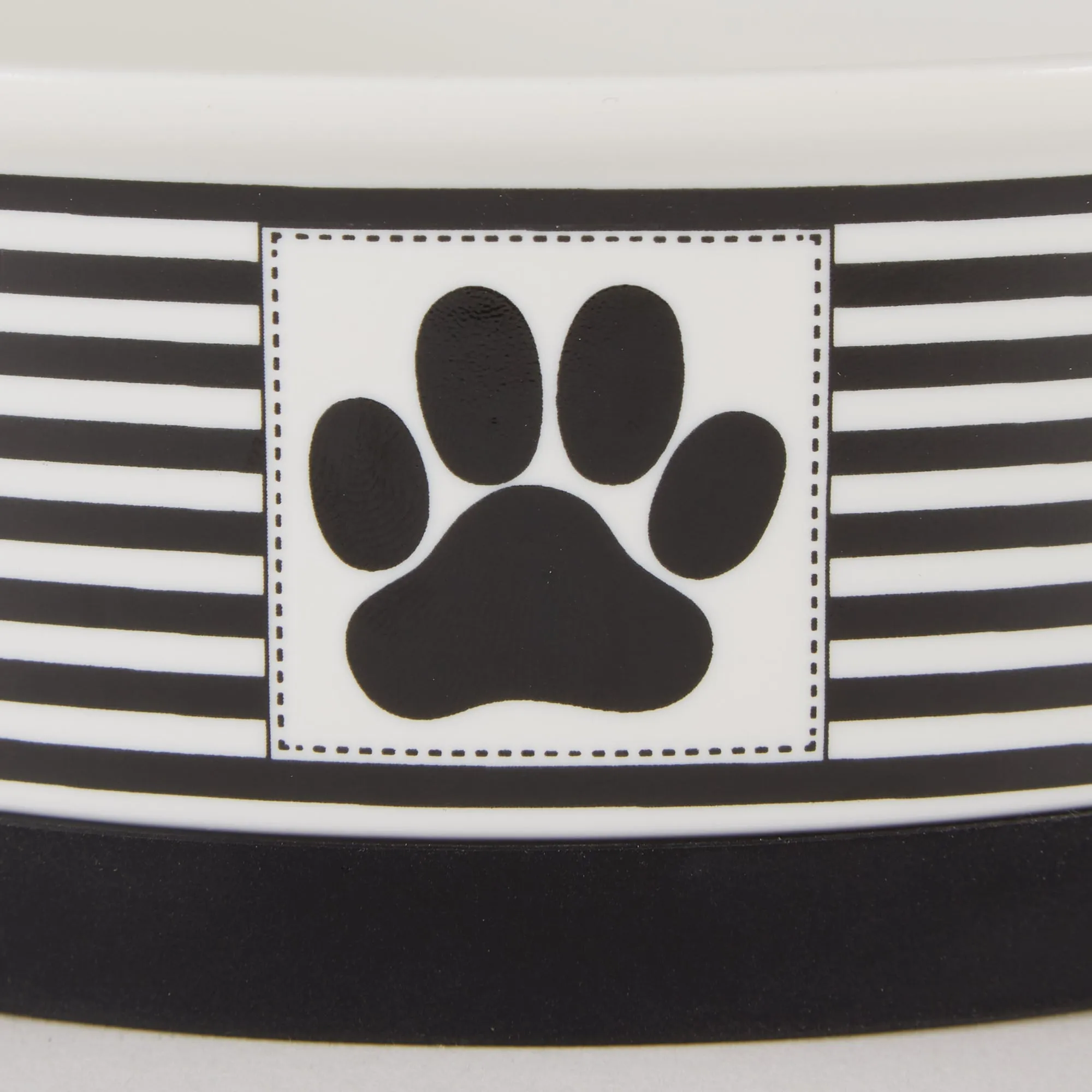 Black Striped Paw Patch Pet Bowl Set of 2, Small - 3/4 C Capacity