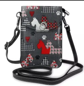 Black, White and Gray Scottish Terrier Scottie Dog Ladies Crossbody Purse