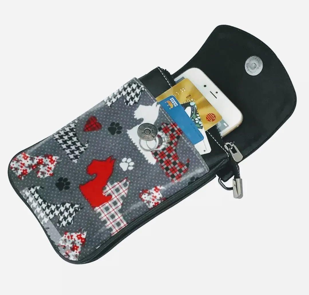 Black, White and Gray Scottish Terrier Scottie Dog Ladies Crossbody Purse