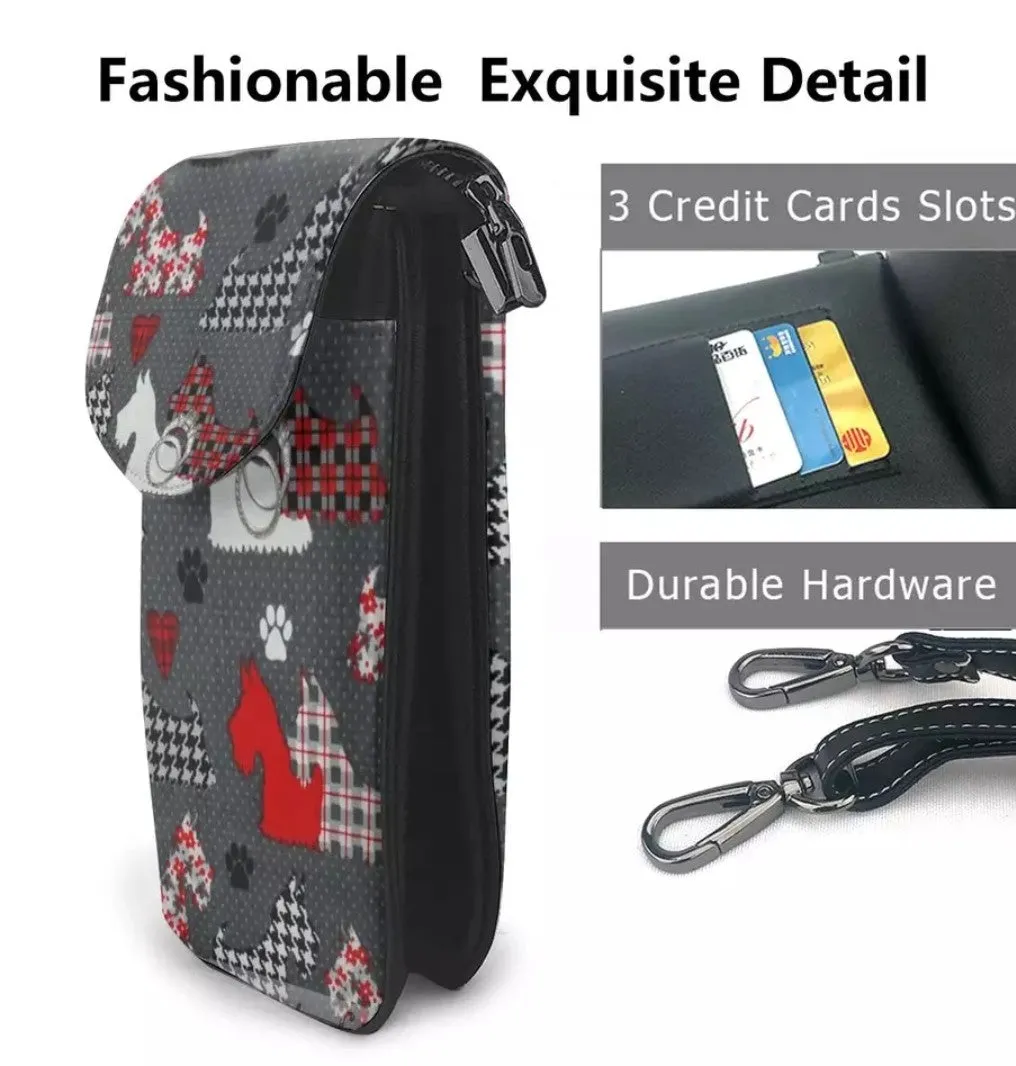 Black, White and Gray Scottish Terrier Scottie Dog Ladies Crossbody Purse