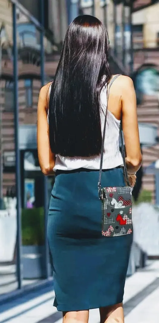 Black, White and Gray Scottish Terrier Scottie Dog Ladies Crossbody Purse