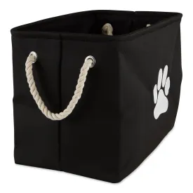 Bone Dry Collapsible Pet Storage Bin, Paw Print, Black, Small - 14x8x9"