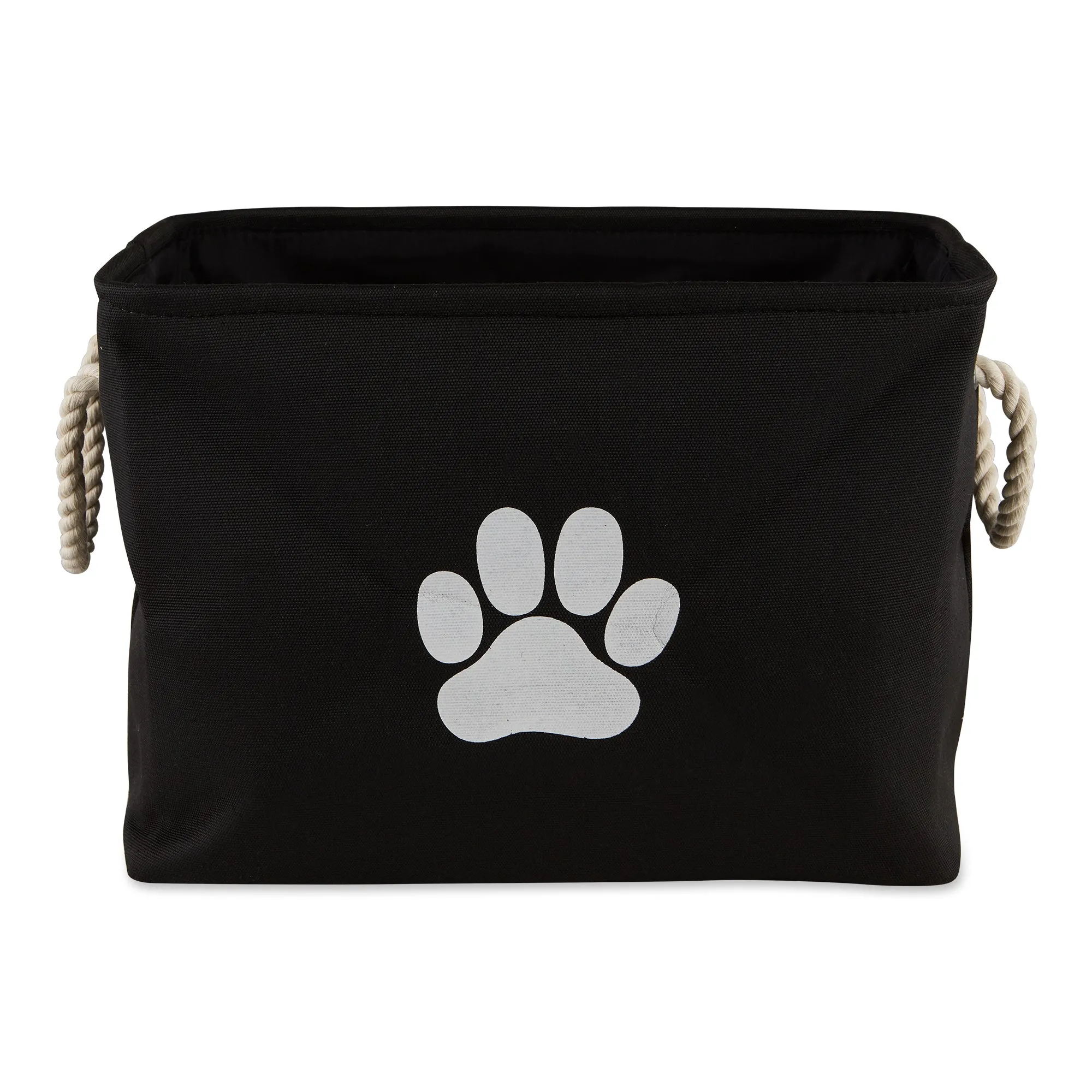 Bone Dry Collapsible Pet Storage Bin, Paw Print, Black, Small - 14x8x9"