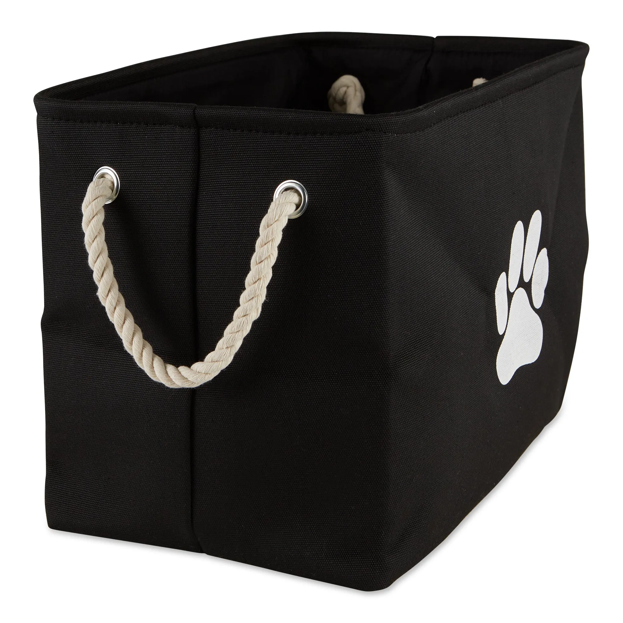 Bone Dry Collapsible Pet Storage Bin, Paw Print, Black, Small - 14x8x9"