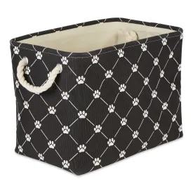 Bone Dry Collapsible Pet Storage Bin, Trellis Paw Print, Black, Large - 17.5x12x15"