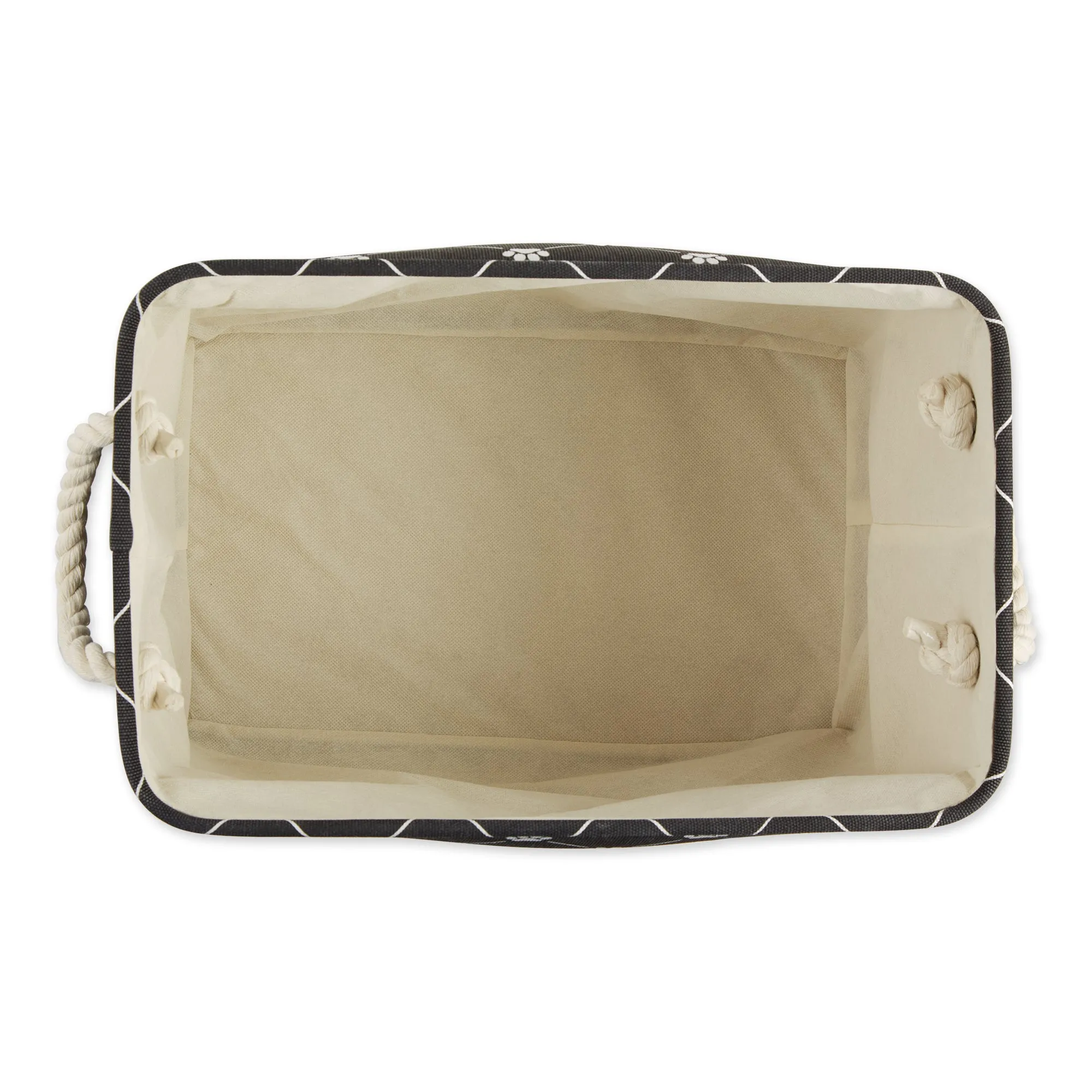 Bone Dry Collapsible Pet Storage Bin, Trellis Paw Print, Black, Large - 17.5x12x15"