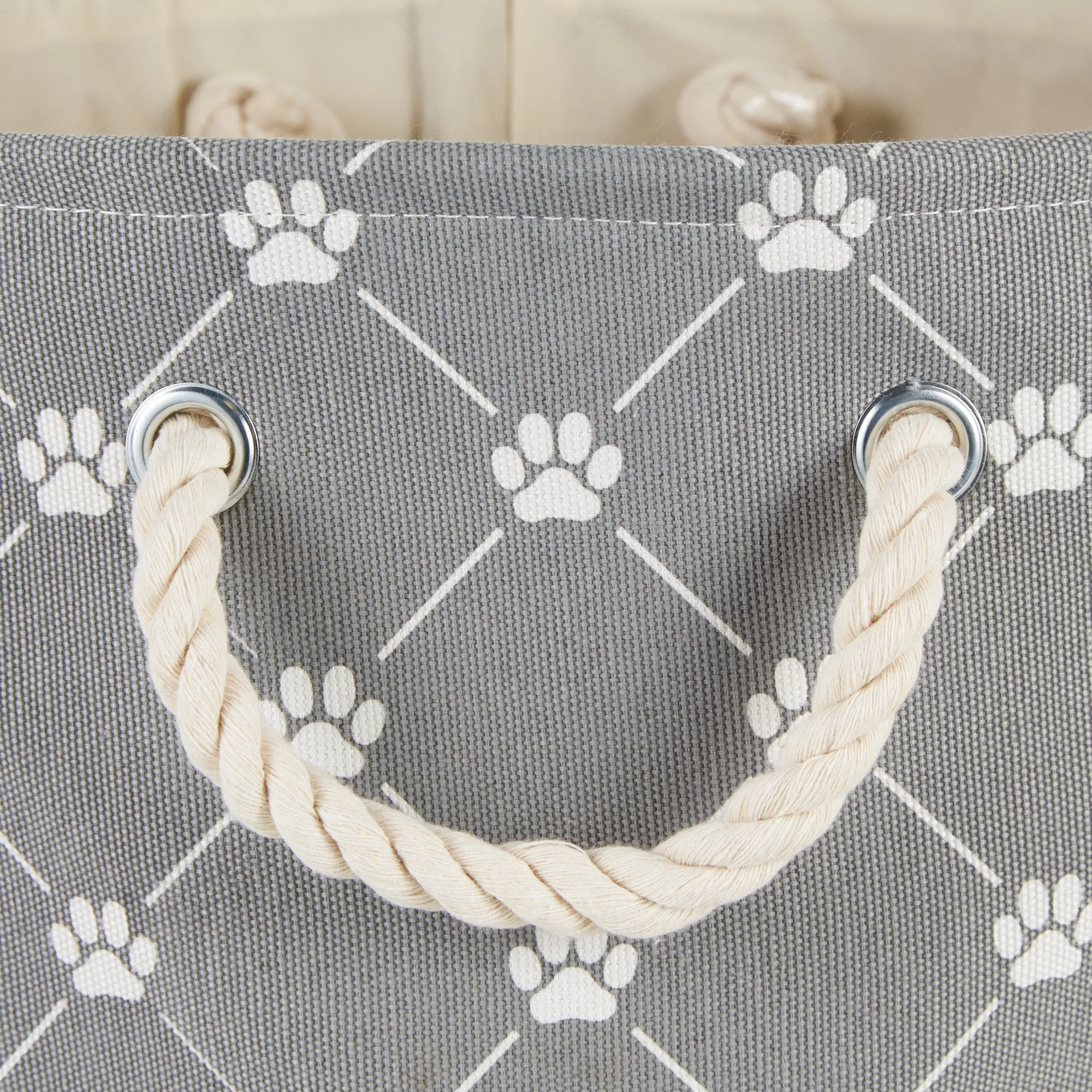 Bone Dry Collapsible Pet Storage Bin, Trellis Paw Print, Gray, Small - 14x8x9"