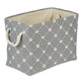 Bone Dry Collapsible Pet Storage Bin, Trellis Paw Print, Gray, Small - 14x8x9"
