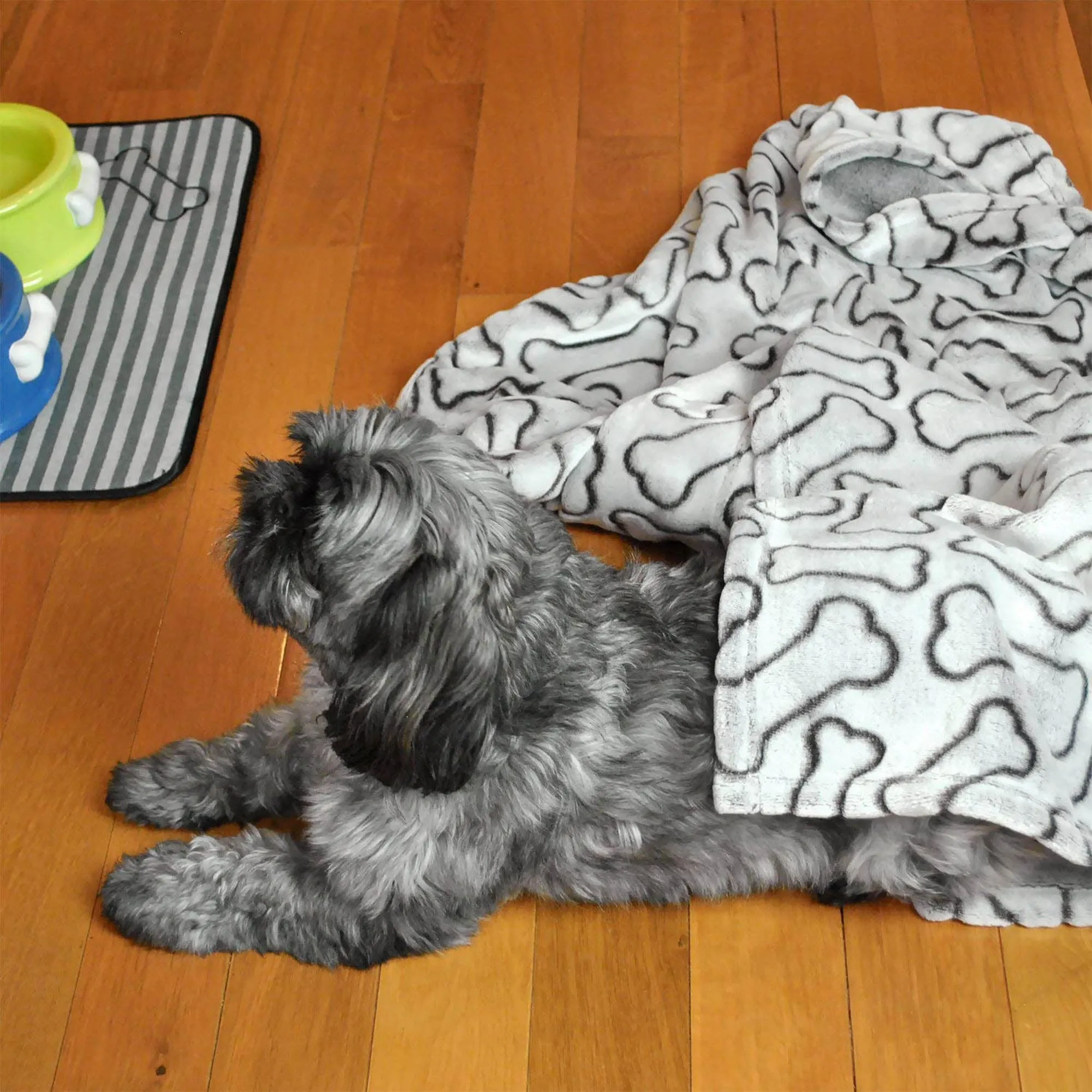 Bone Dry Fleece Pet Blanket, Embossed Bone Print, Taupe - 36x48"