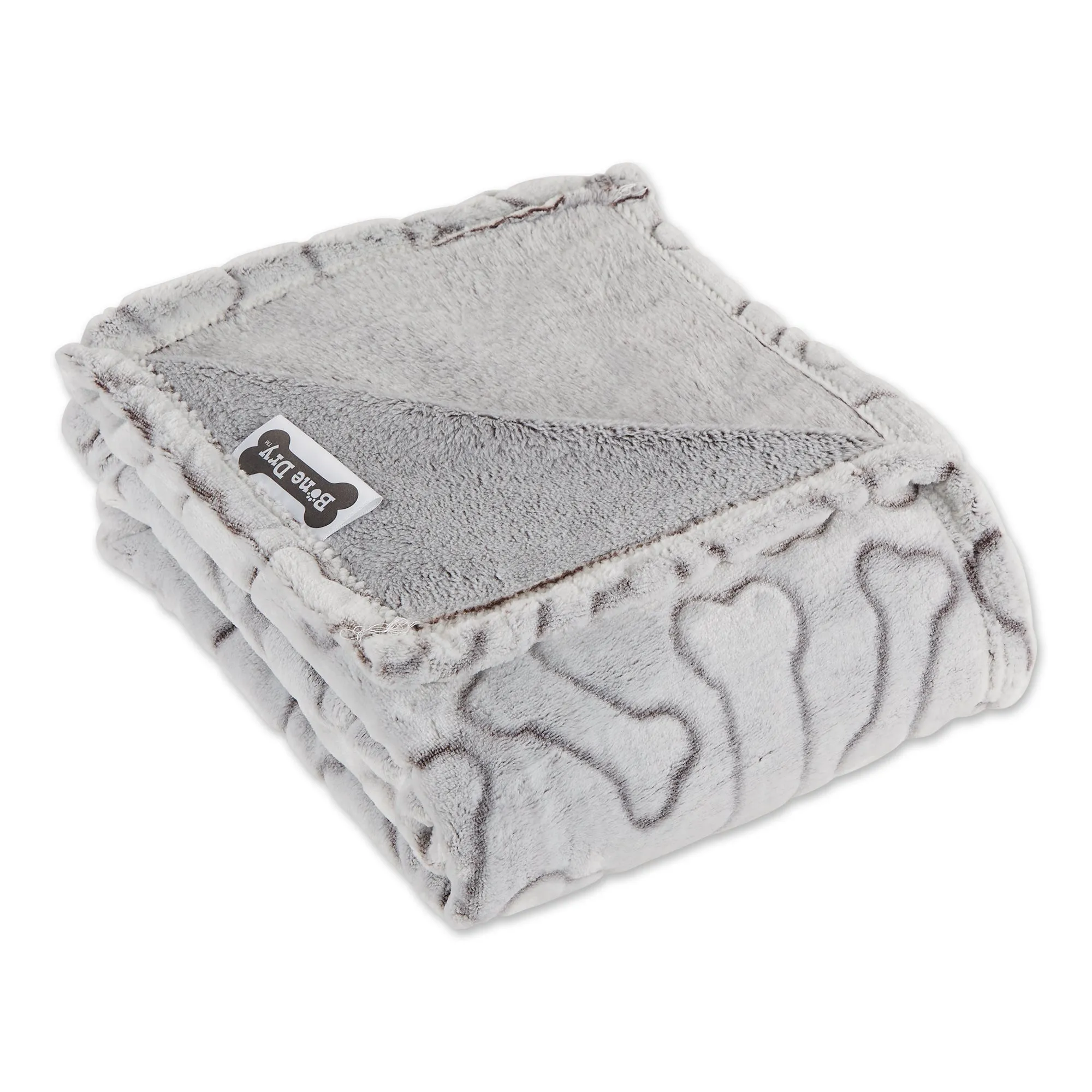 Bone Dry Fleece Pet Blanket, Embossed Bone Print, Taupe - 36x48"