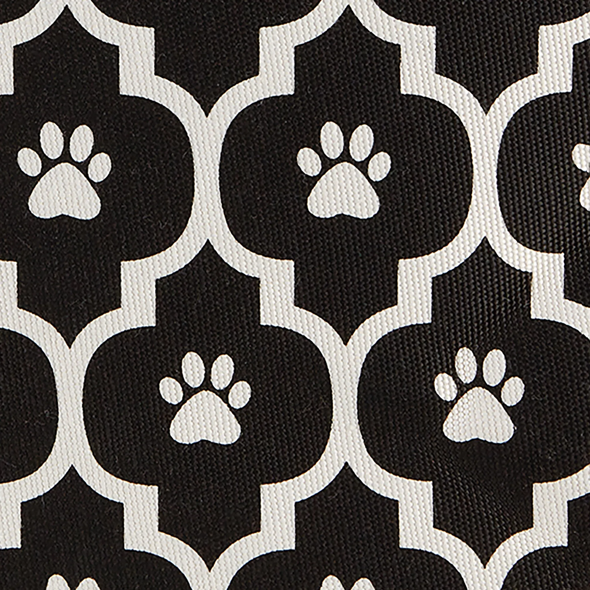 Bone Dry Pet Storage Bin, Lattice Paw Print, Black, Small Round - 12x9"