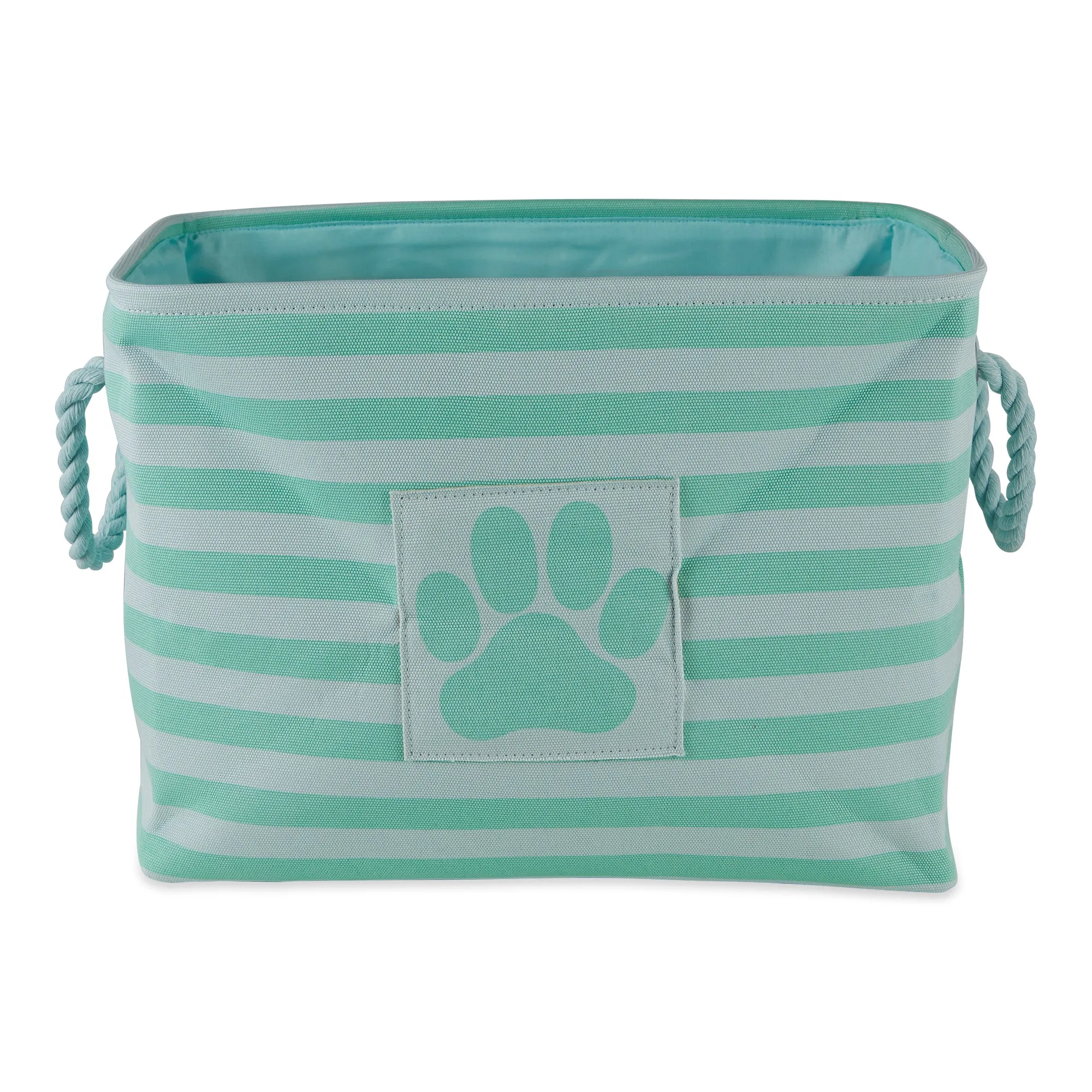 Bone Dry Pet Storage Bin, Striped Paw Patch, Aqua, Small - 14x8x9"