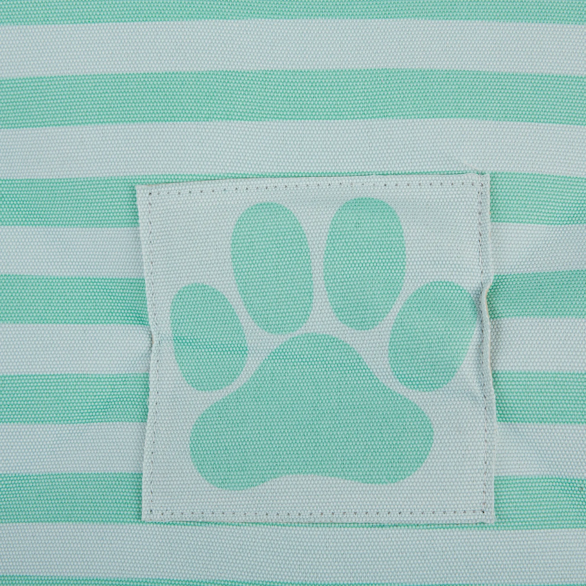 Bone Dry Pet Storage Bin, Striped Paw Patch, Aqua, Small - 14x8x9"