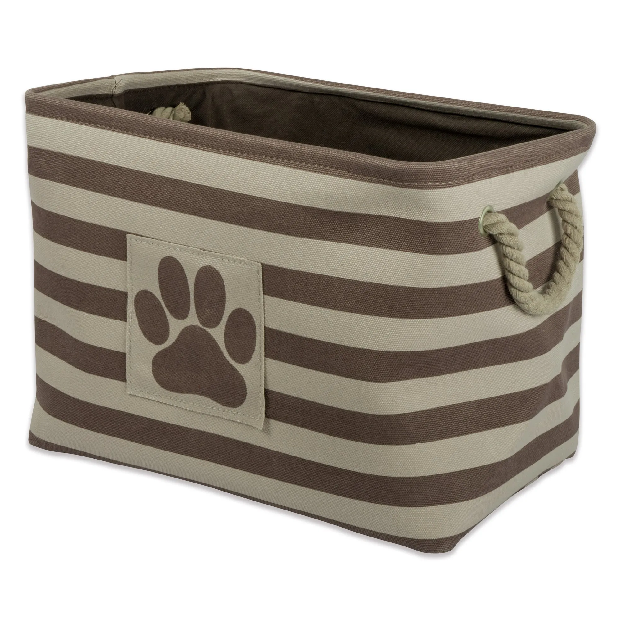 Bone Dry Pet Storage Bin, Striped Paw Patch, Brown, Medium - 16x10x12"