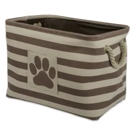 Bone Dry Pet Storage Bin, Striped Paw Patch, Brown, Medium - 16x10x12"