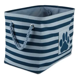 Bone Dry Pet Storage Bin, Striped Paw Patch, Dark Navy, Medium - 16x10x12"