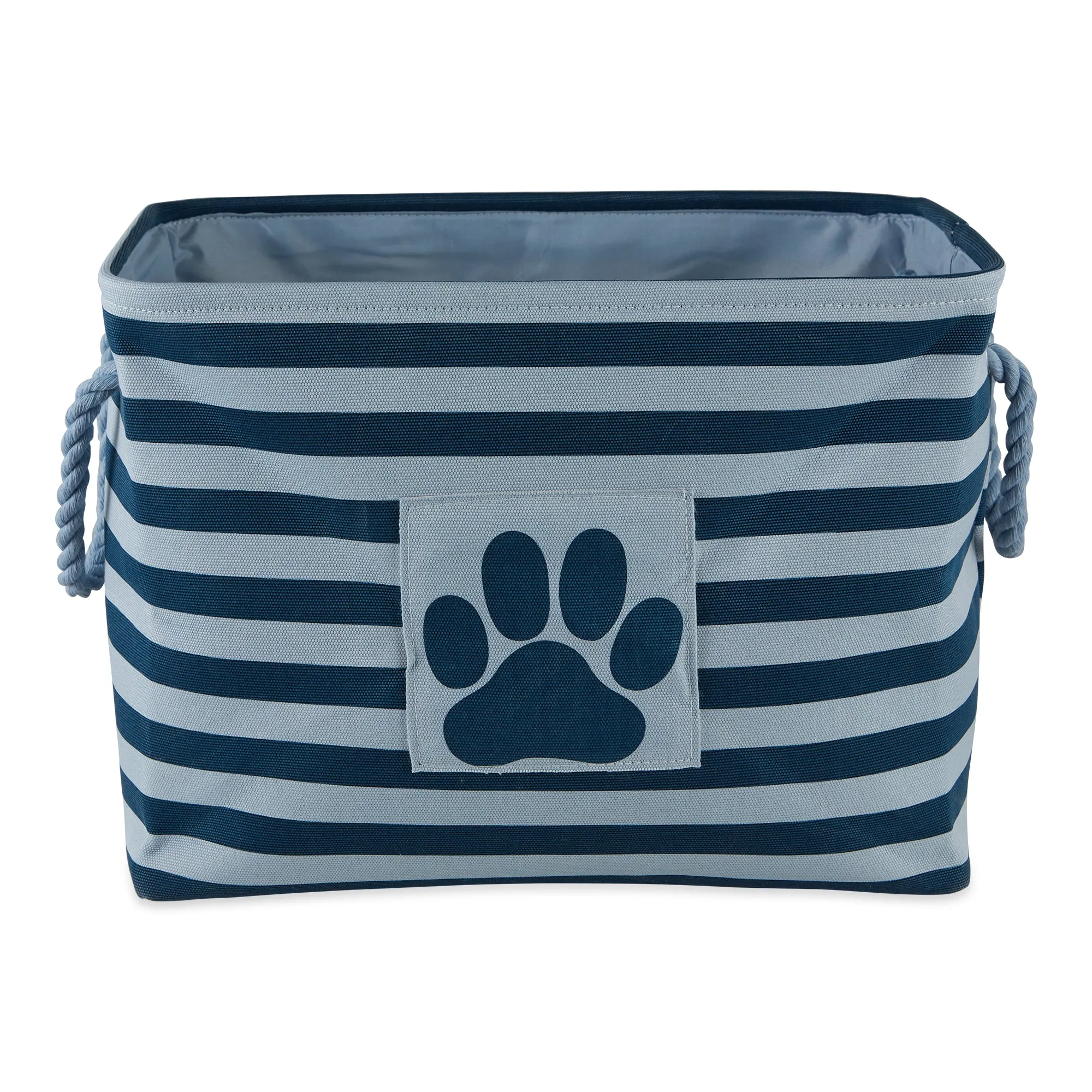 Bone Dry Pet Storage Bin, Striped Paw Patch, Dark Navy, Medium - 16x10x12"