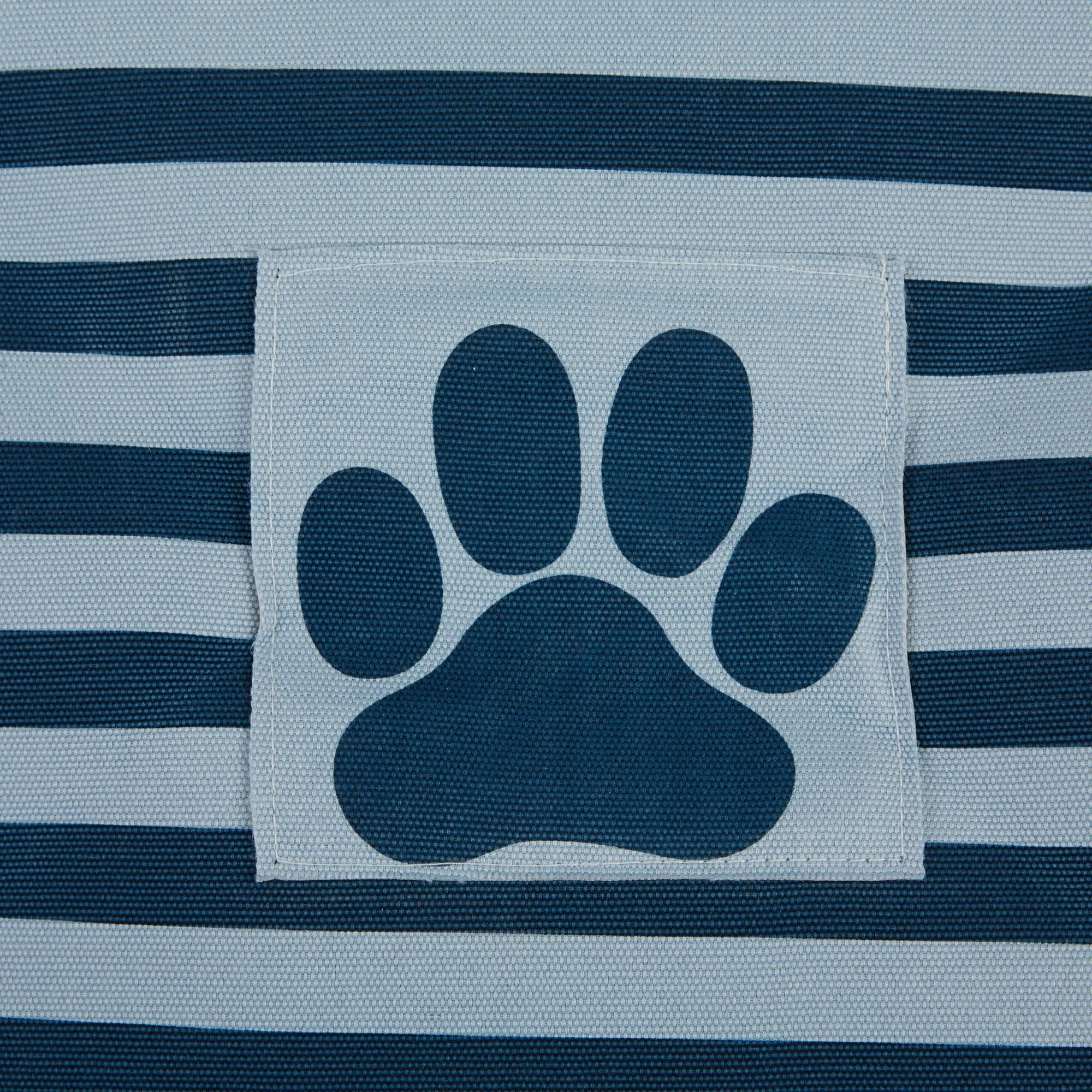 Bone Dry Pet Storage Bin, Striped Paw Patch, Dark Navy, Medium - 16x10x12"