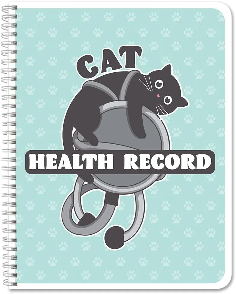 BookFactory Cat Journal/Cats Health Record Book/Vet LogBook/Health Notebook/Pet Medical History Log Tracker - 100 Pages, 8.5'' x 11'', Wire-O (JOU-100-7CW-PP(Cat-Health))