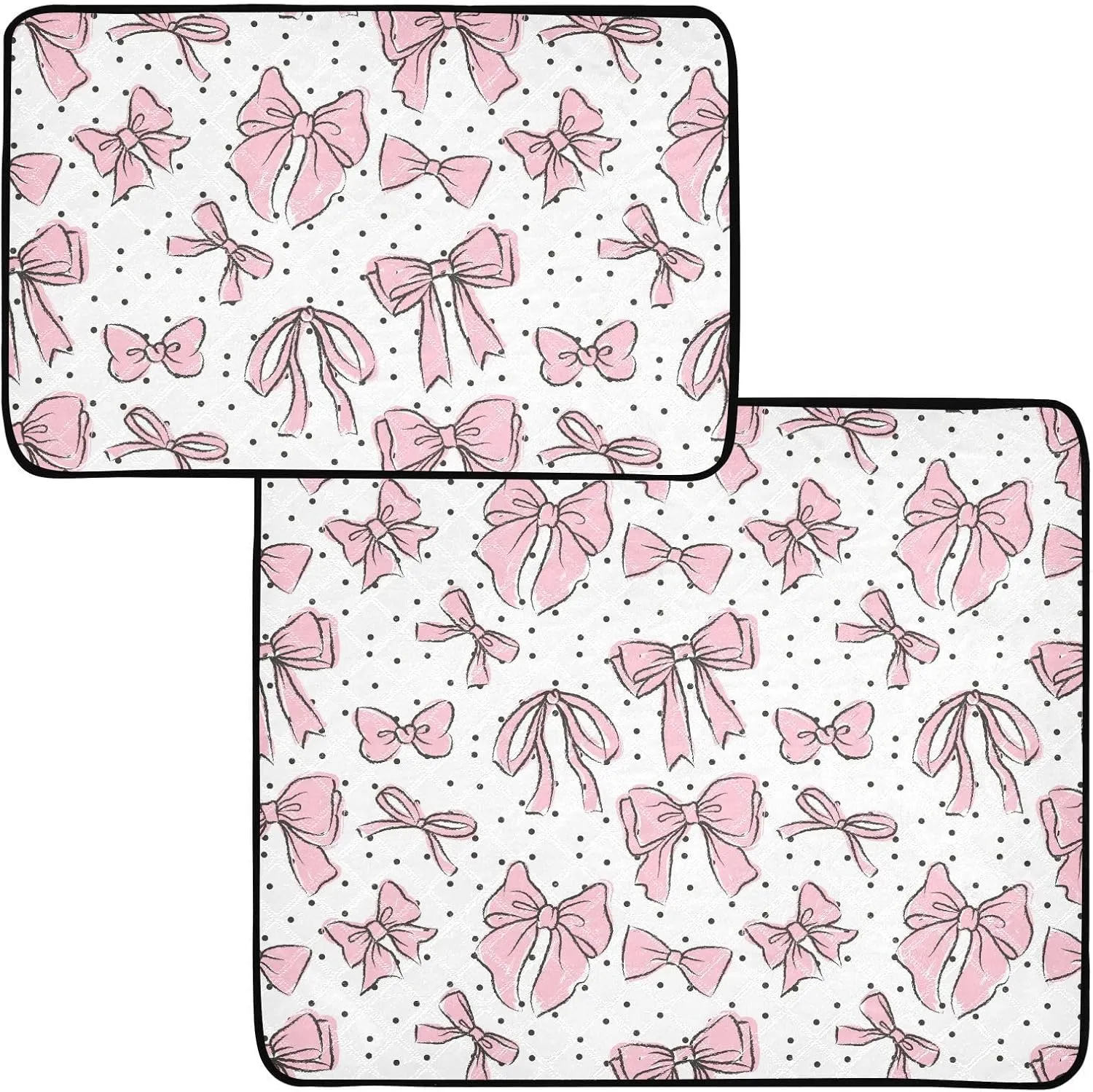 Bow Pink Pee Pads for Dogs, 2-Pack Washable Puppy Pads Reusable Dog Pee Pad Non-Slip Training Pads for Potty, Crate, Bed, 24x36in   36x42in