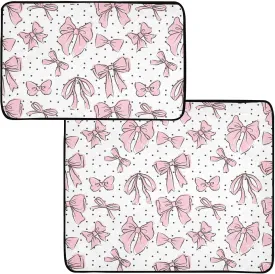 Bow Pink Pee Pads for Dogs, 2-Pack Washable Puppy Pads Reusable Dog Pee Pad Non-Slip Training Pads for Potty, Crate, Bed, 24x36in   36x42in