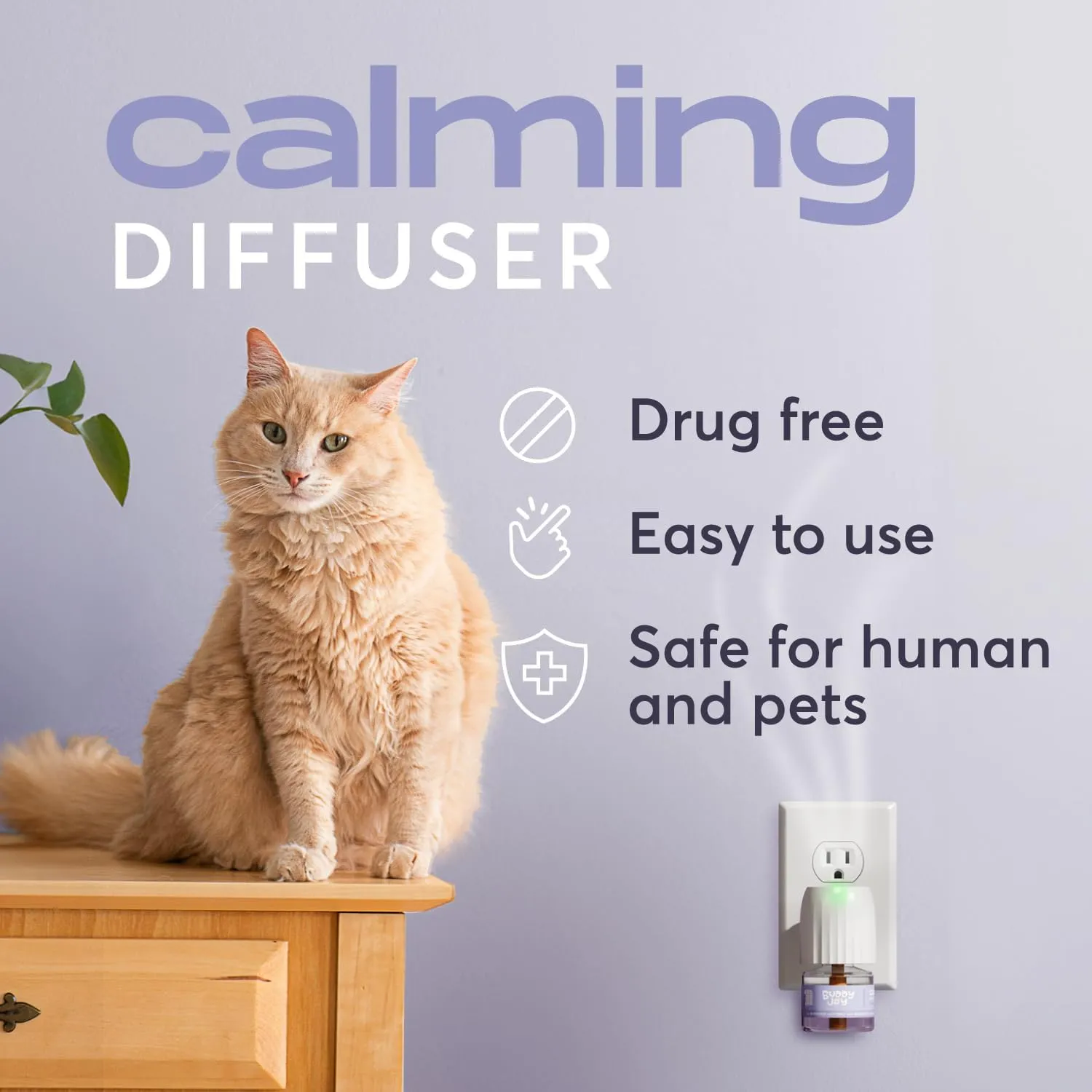 Cat Calming Diffuser Refills  Long-Lasting 30-Day Formula with Pheromones for Stress Relief, Relaxation, and Anxiety Reduction in Cats Easy to Use  (2 Diffusers   2 Refills)