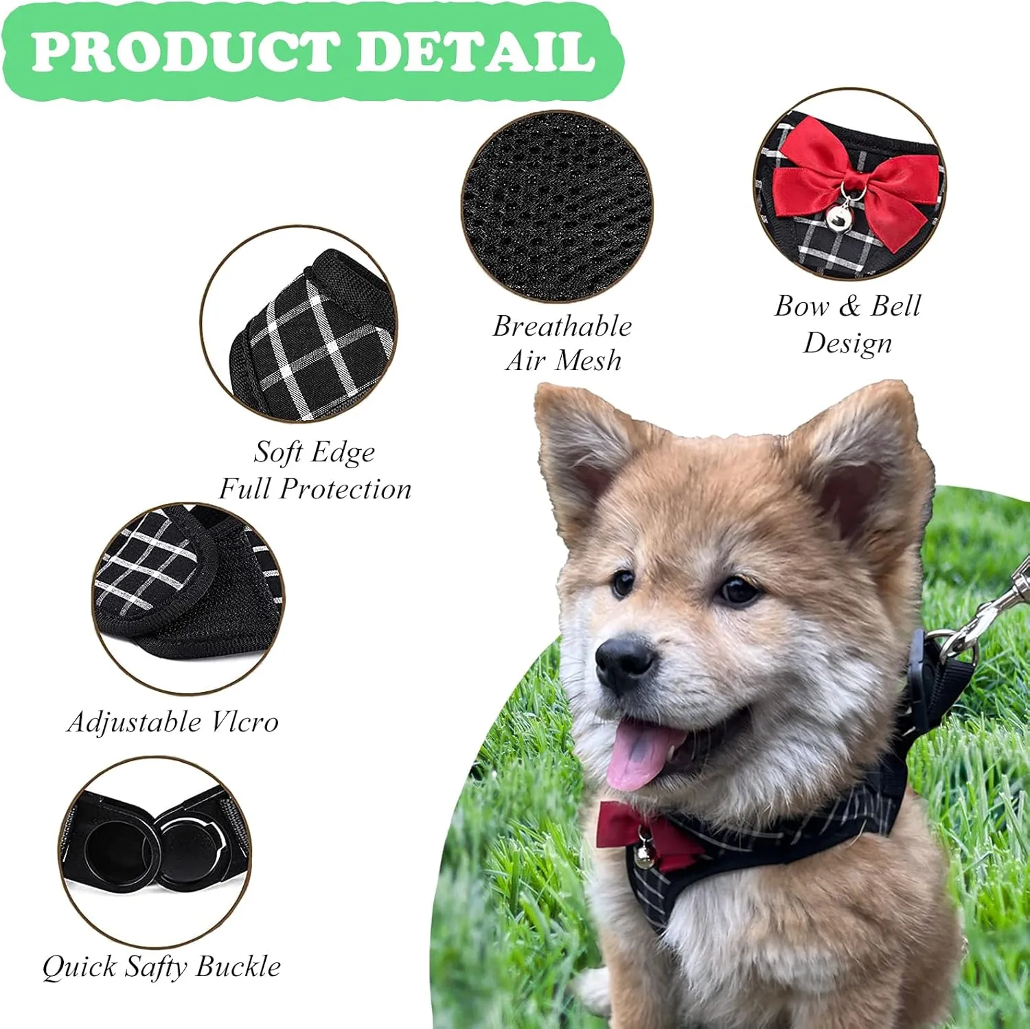Cat Harness and Leash,Breathable Dog Harness,Pet Harness,Cats Leash and Harness Set for Puppy Cat Rabbit (Black, XS)
