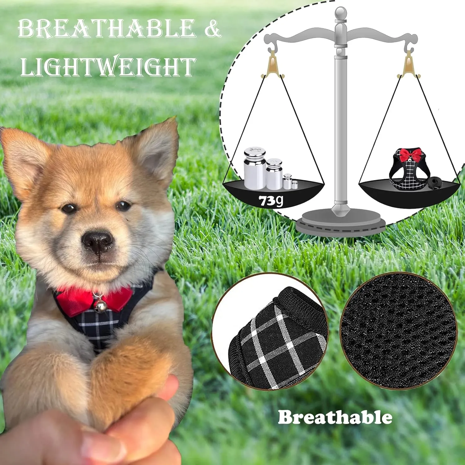 Cat Harness and Leash,Breathable Dog Harness,Pet Harness,Cats Leash and Harness Set for Puppy Cat Rabbit (Black, XS)