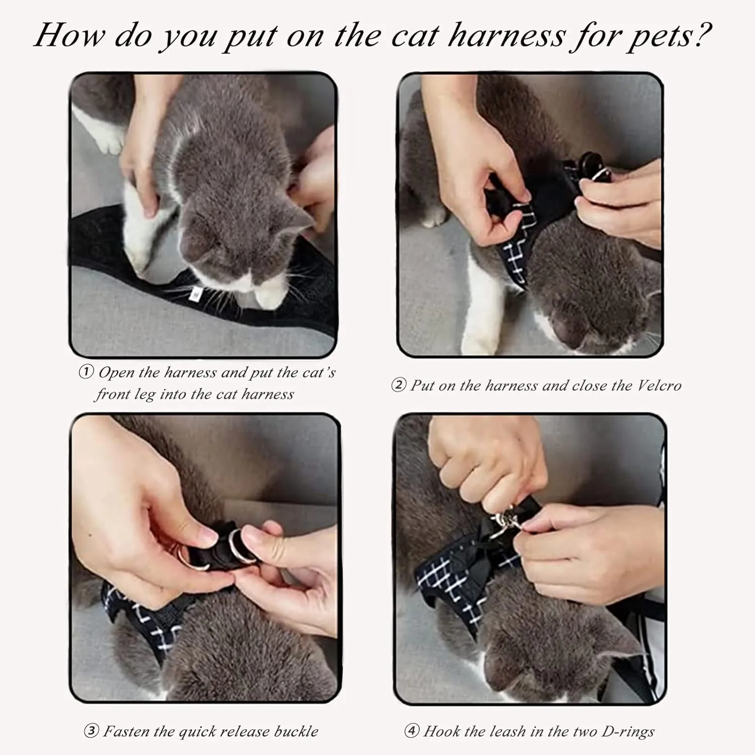 Cat Harness and Leash,Breathable Dog Harness,Pet Harness,Cats Leash and Harness Set for Puppy Cat Rabbit (Black, XS)