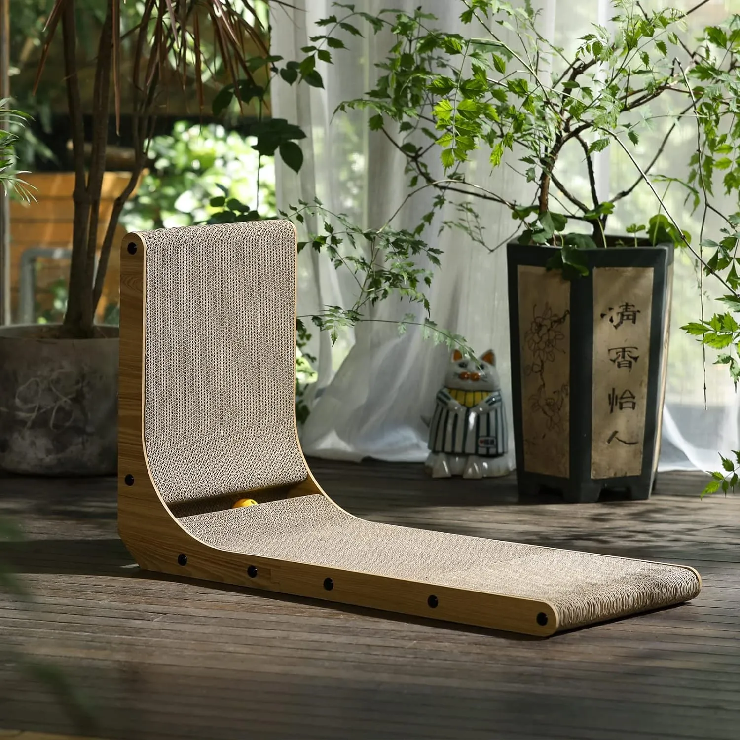 Cat Scratcher, 68 cm L Shape Cat Scratch Pad Wall Mounted, Cat Scratching Cardboard with Ball Toy for Indoor Cats, Large Size