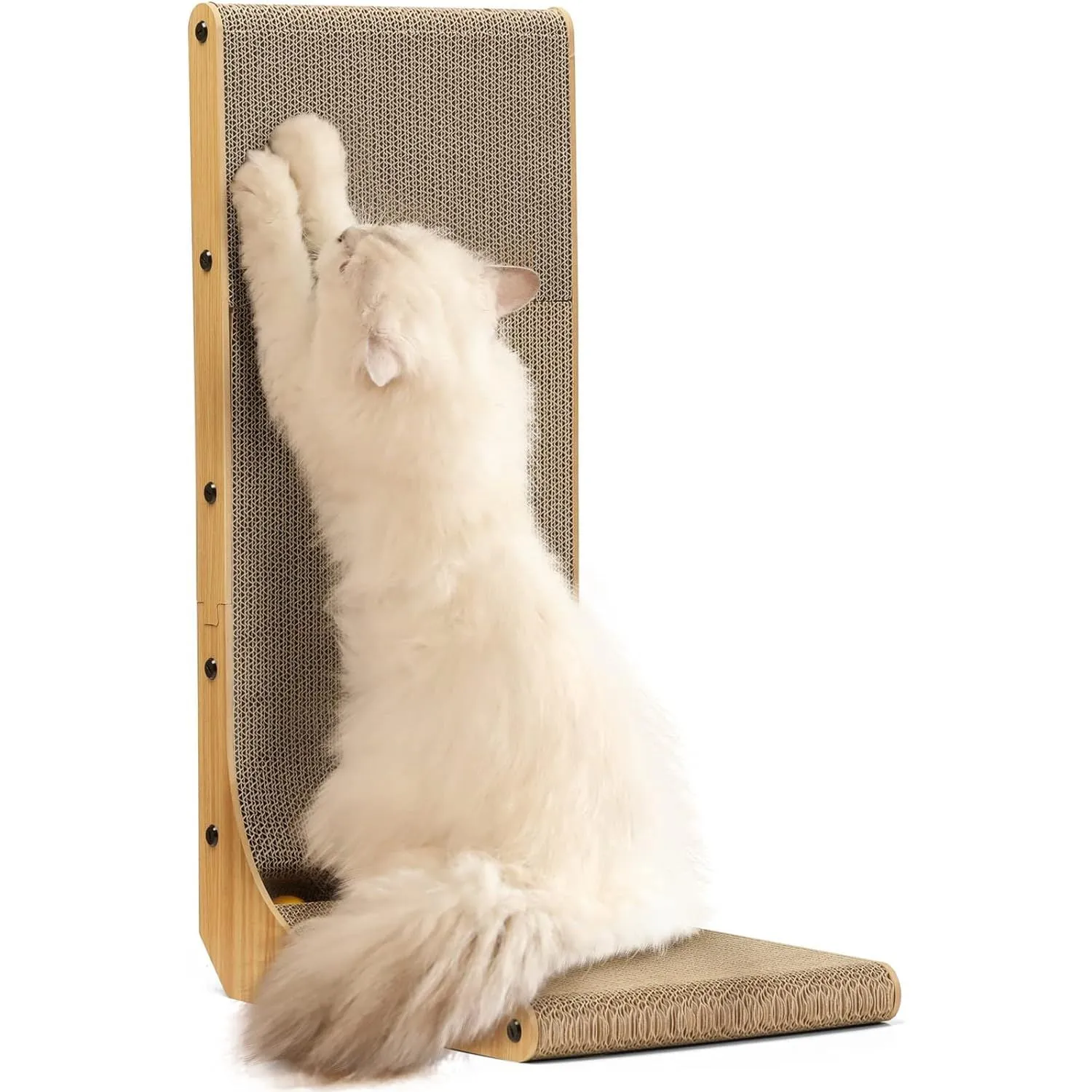 Cat Scratcher, 68 cm L Shape Cat Scratch Pad Wall Mounted, Cat Scratching Cardboard with Ball Toy for Indoor Cats, Large Size