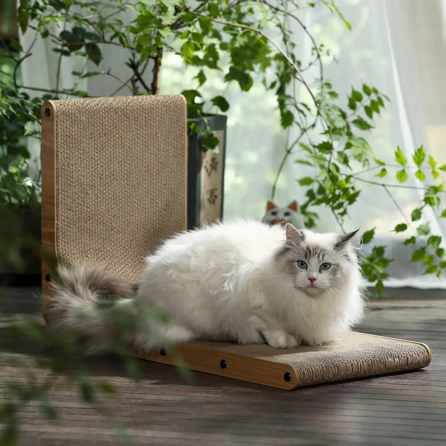 Cat Scratcher, 68 cm L Shape Cat Scratch Pad Wall Mounted, Cat Scratching Cardboard with Ball Toy for Indoor Cats, Large Size