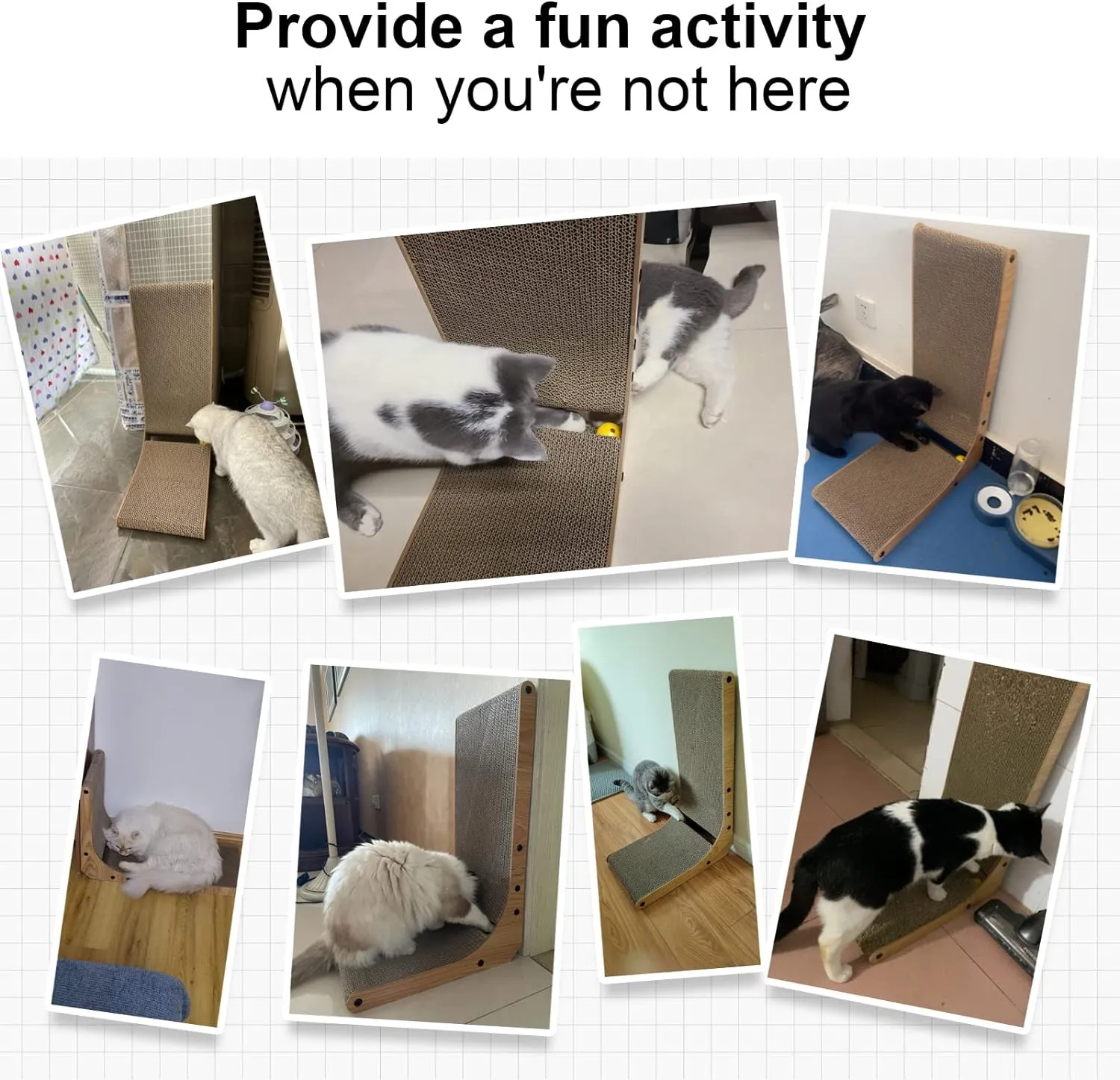 Cat Scratcher, 68 cm L Shape Cat Scratch Pad Wall Mounted, Cat Scratching Cardboard with Ball Toy for Indoor Cats, Large Size