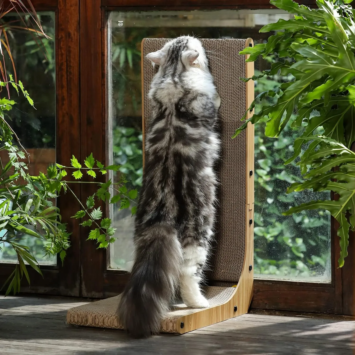 Cat Scratcher, 68 cm L Shape Cat Scratch Pad Wall Mounted, Cat Scratching Cardboard with Ball Toy for Indoor Cats, Large Size